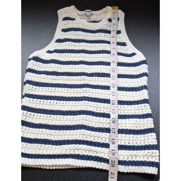 Madewell Crochet-Knit Crewneck Sweater Tank Striped Stretch Slim Fit Size XS - Picture 7 of 10